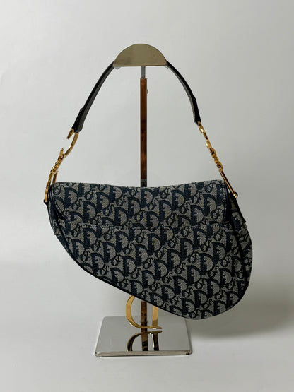 2000’s Dior Blue Oblique Saddle Bag Rare Lining
