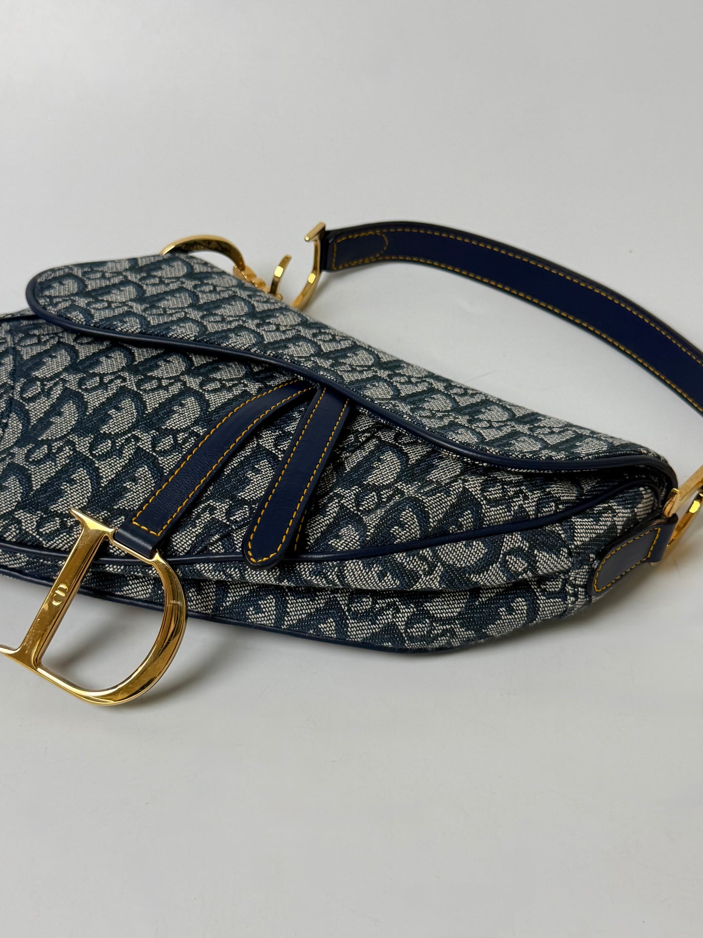 2000’s Dior Blue Oblique Saddle Bag Rare Lining