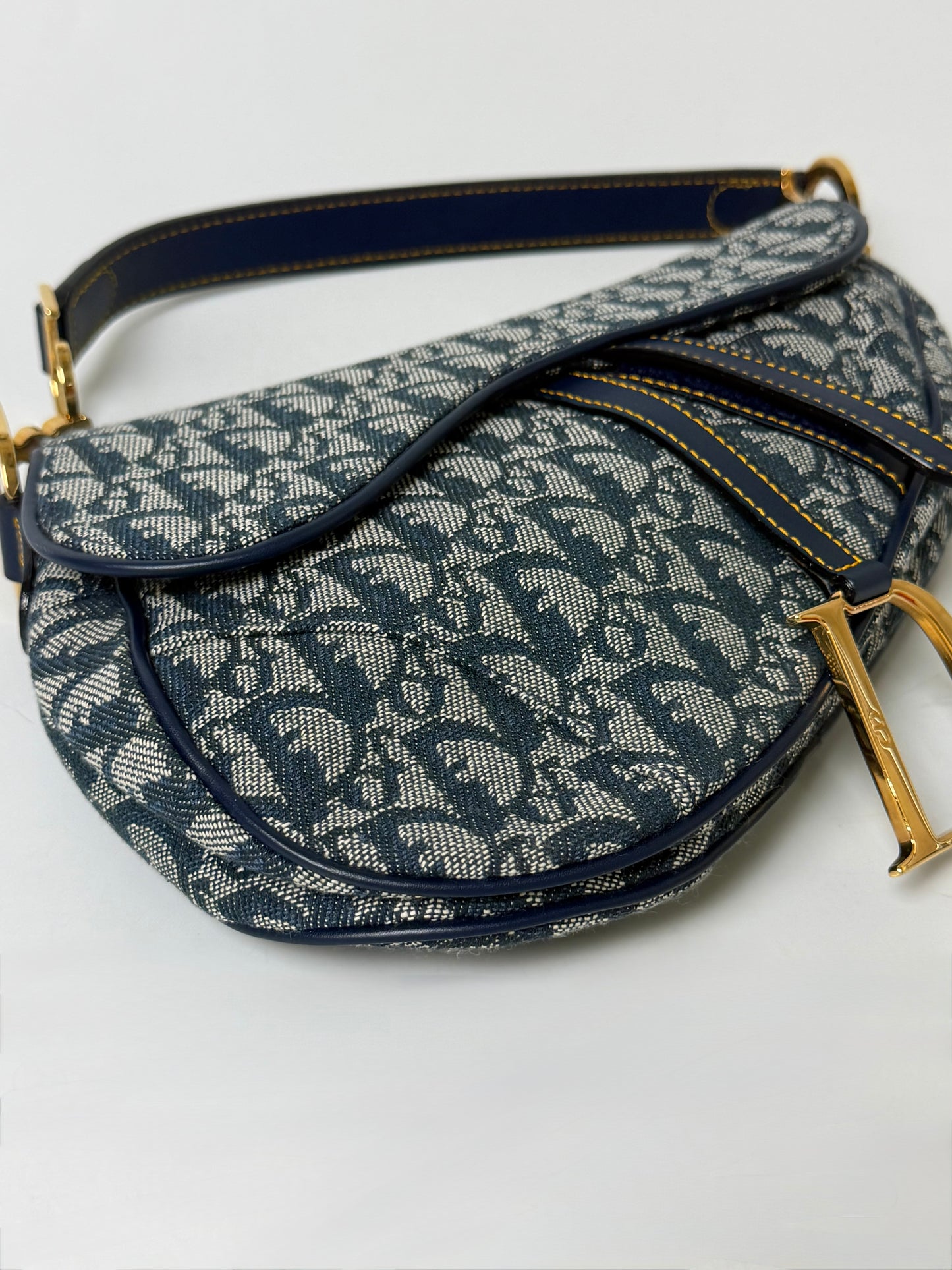 2000’s Dior Blue Oblique Saddle Bag Rare Lining