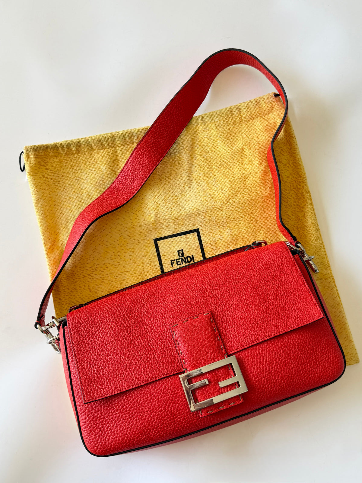 Fendi Red Selleria Mamma Baguette