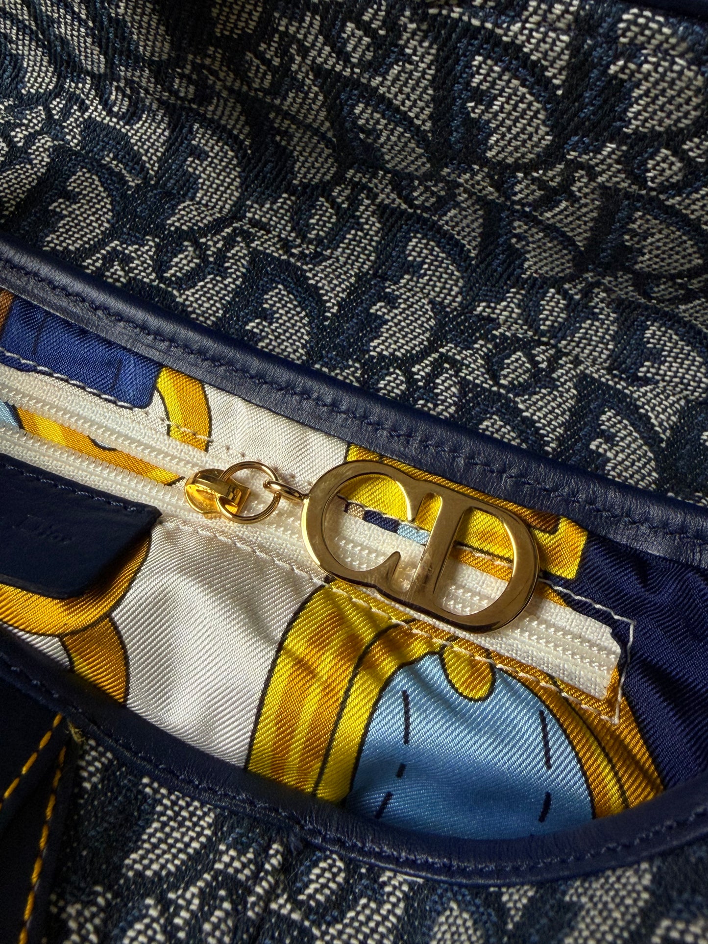 2000’s Dior Blue Oblique Saddle Bag Rare Lining