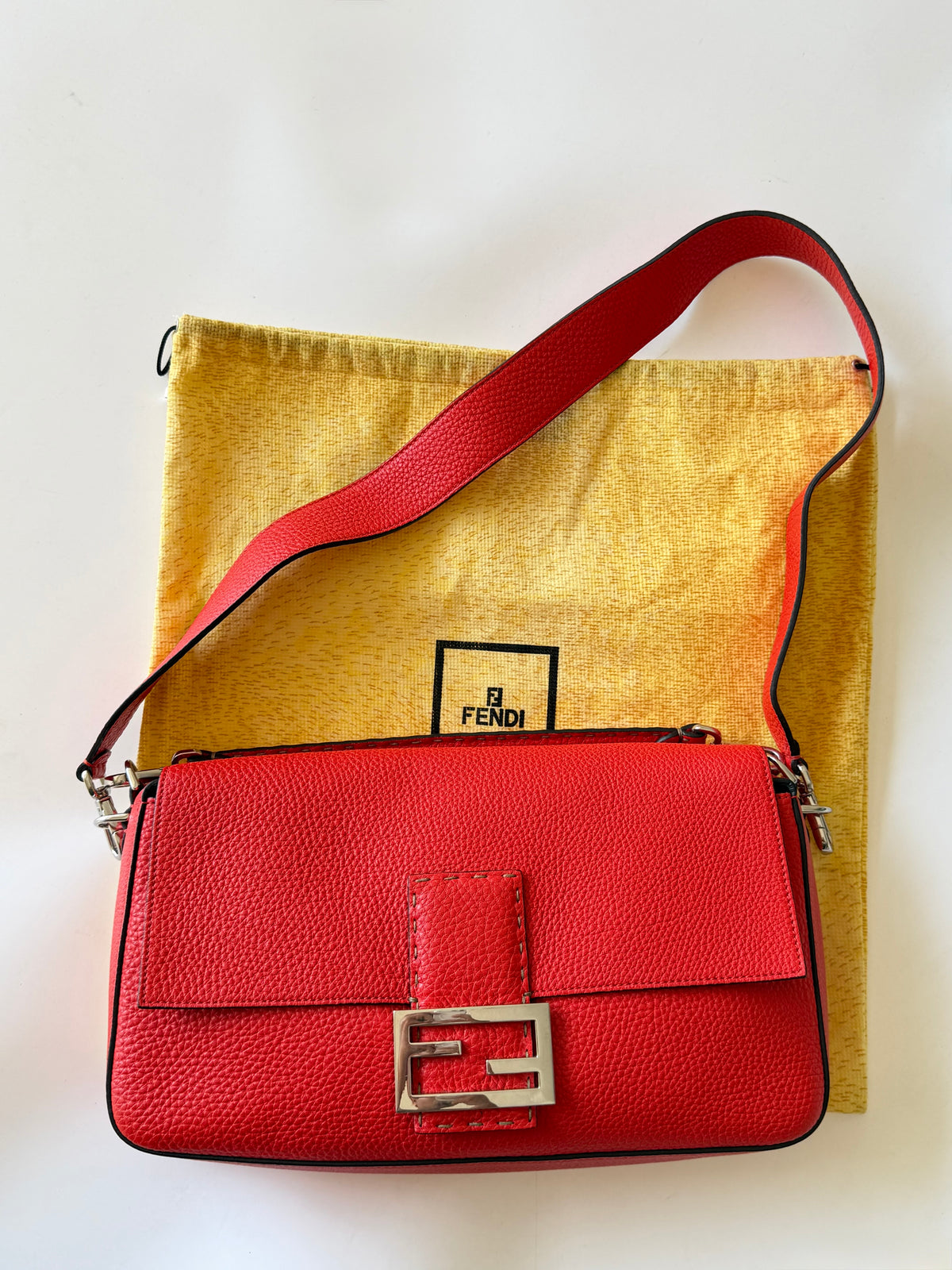 Fendi Red Selleria Mamma Baguette