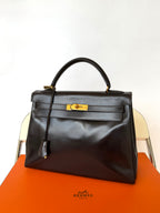 Vintage Hermes 1984 Choco Brown Kelly 32