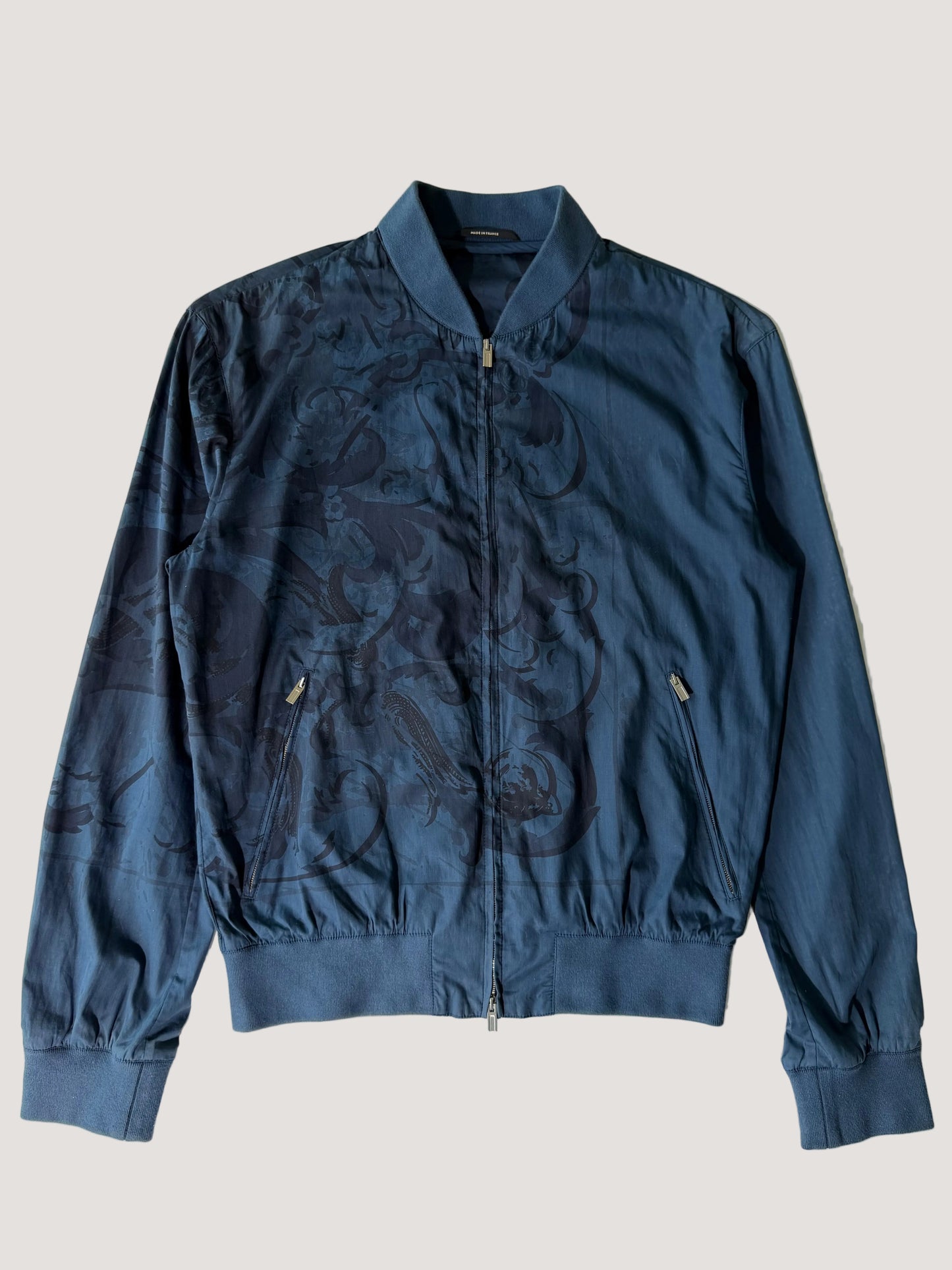Hermes Navy Blue Jacquard Bomber Jacket