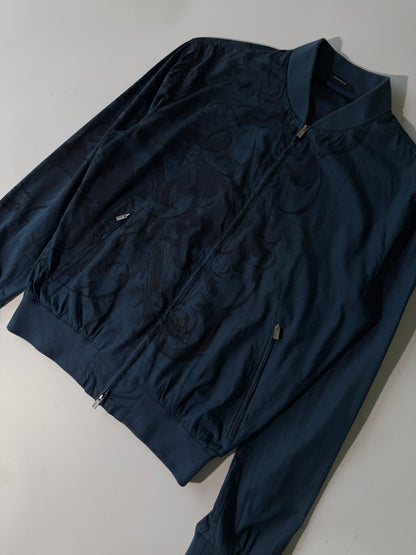 Hermes Navy Blue Jacquard Bomber Jacket