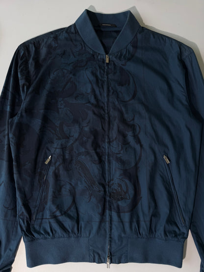 Hermes Navy Blue Jacquard Bomber Jacket