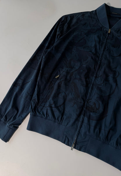 Hermes Navy Blue Jacquard Bomber Jacket