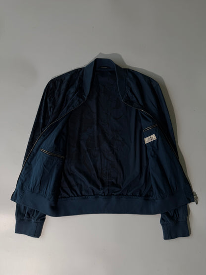 Hermes Navy Blue Jacquard Bomber Jacket