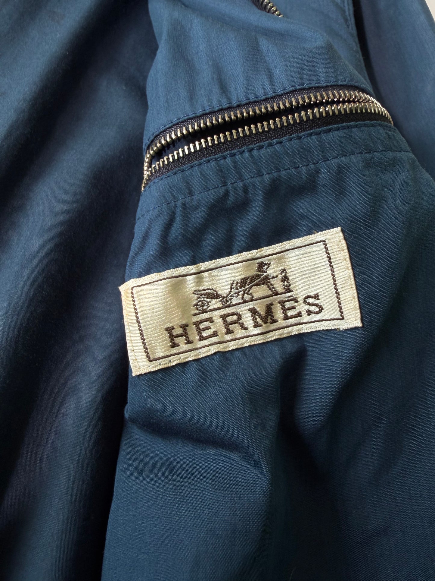 Hermes Navy Blue Jacquard Bomber Jacket