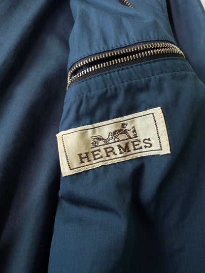 Hermes Navy Blue Jacquard Bomber Jacket