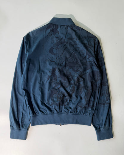 Hermes Navy Blue Jacquard Bomber Jacket