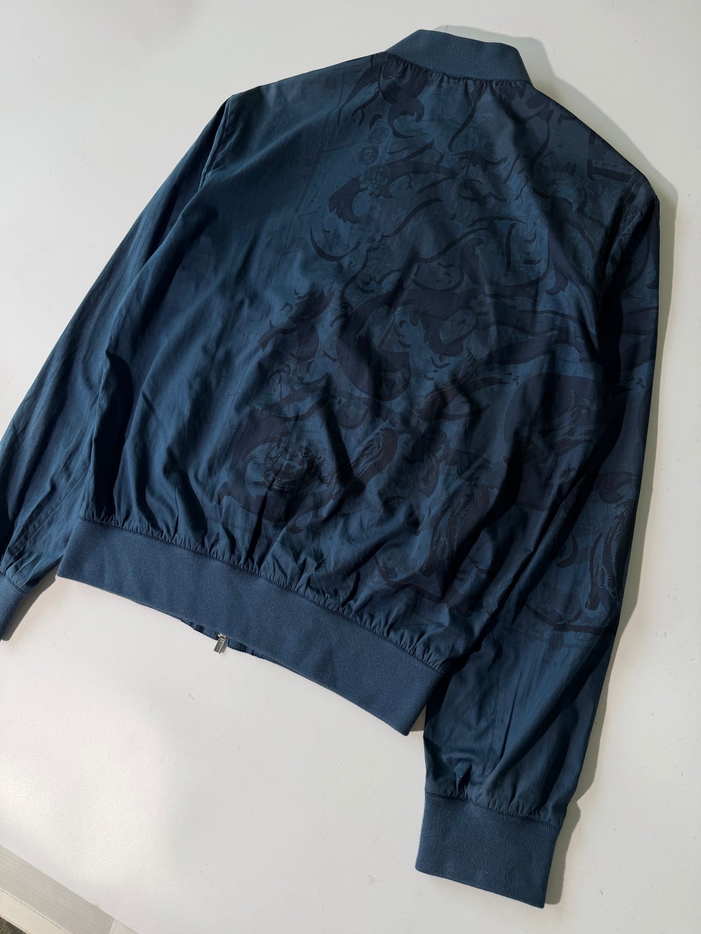 Hermes Navy Blue Jacquard Bomber Jacket