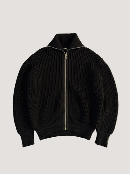 Raf Simons Zip Up Bulky Knit Turtleneck Cardigan