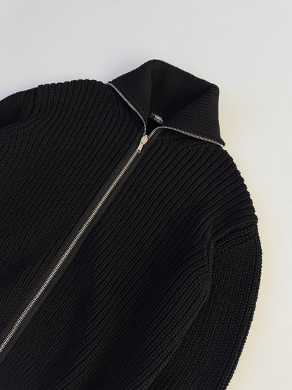 Raf Simons Zip Up Bulky Knit Turtleneck Cardigan