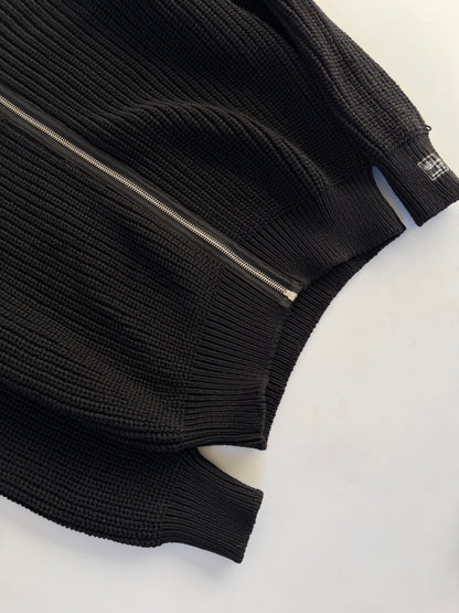 Raf Simons Zip Up Bulky Knit Turtleneck Cardigan