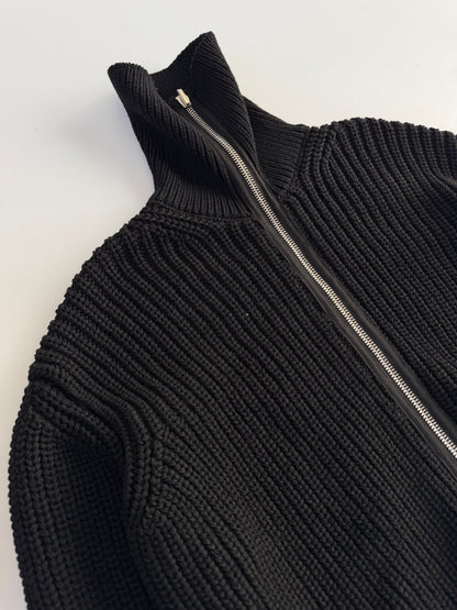 Raf Simons Zip Up Bulky Knit Turtleneck Cardigan
