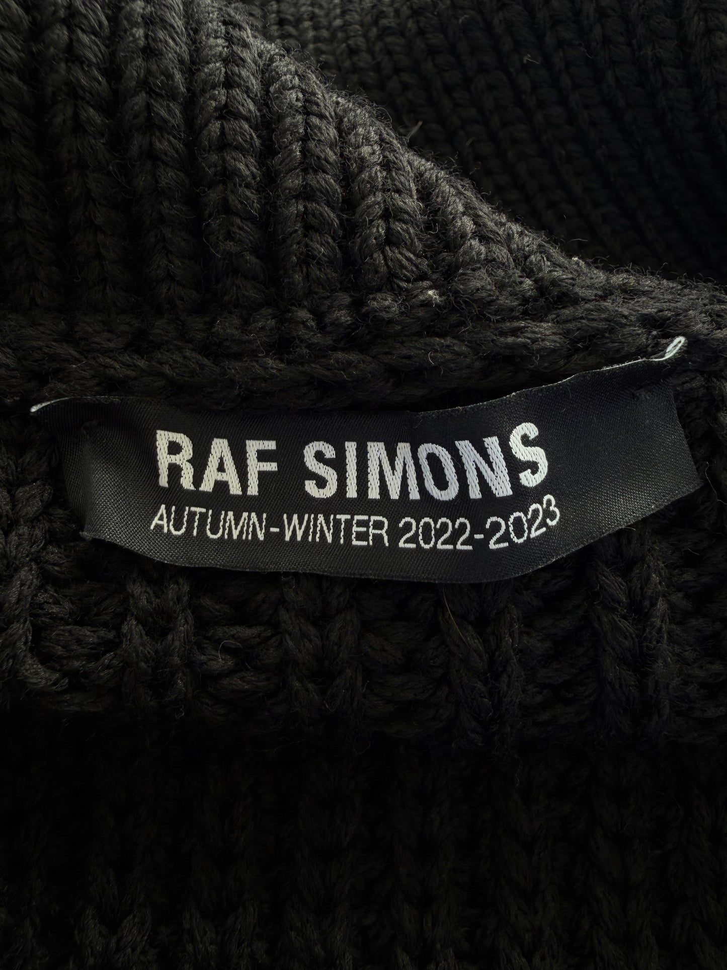 Raf Simons Zip Up Bulky Knit Turtleneck Cardigan