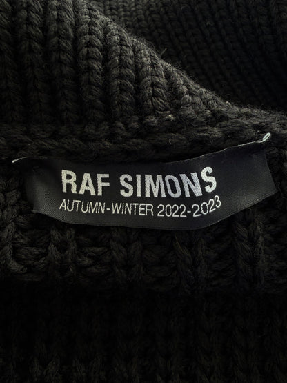 Raf Simons Zip Up Bulky Knit Turtleneck Cardigan