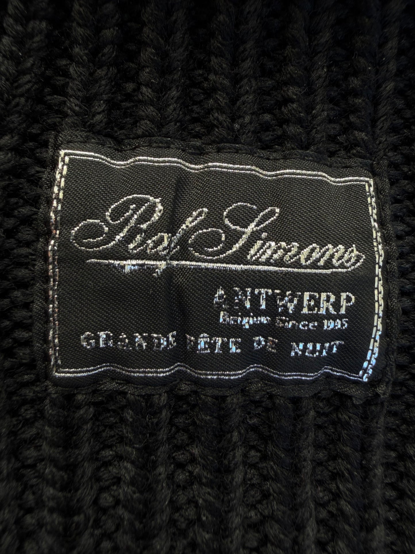 Raf Simons Zip Up Bulky Knit Turtleneck Cardigan