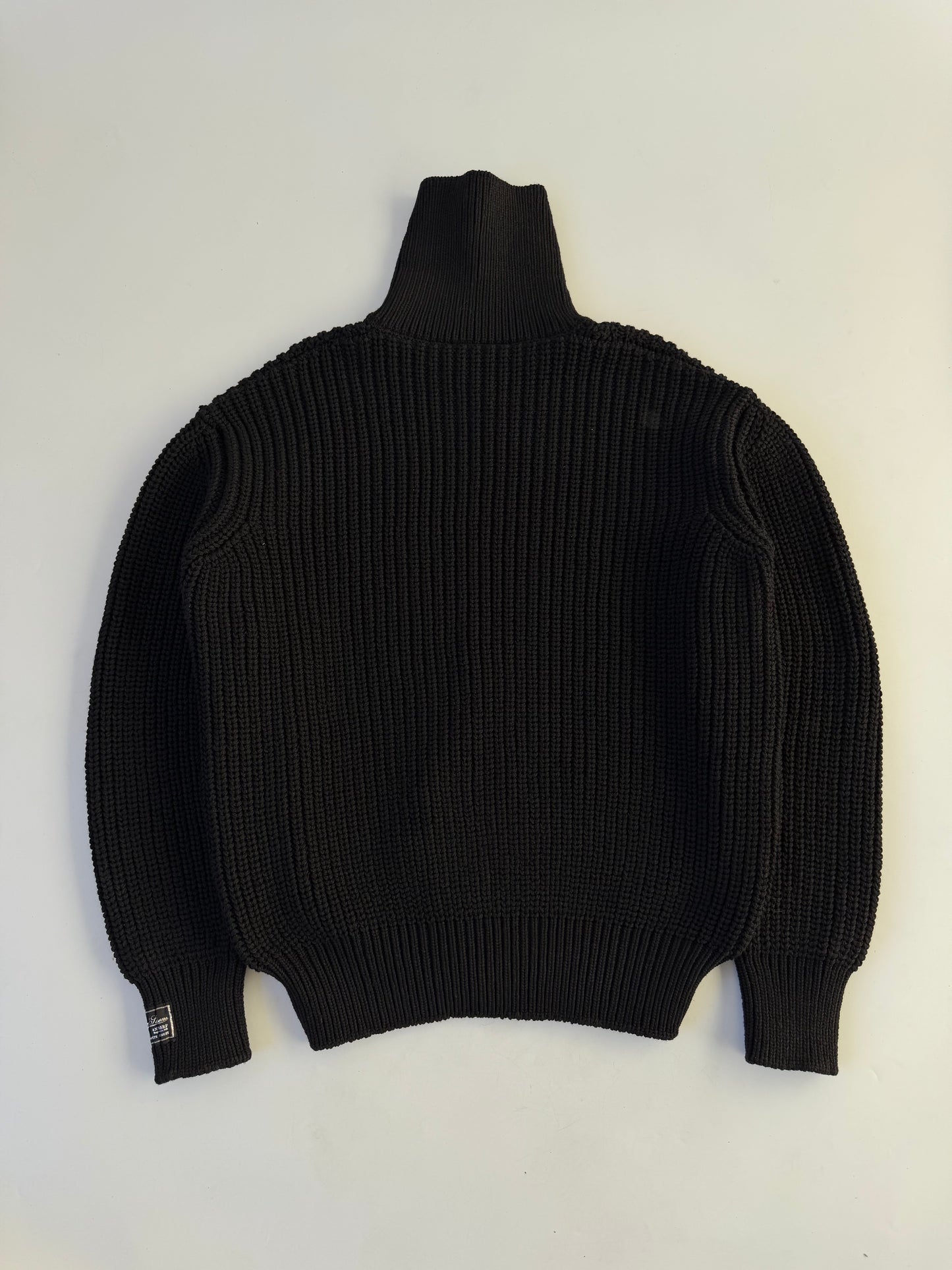 Raf Simons Zip Up Bulky Knit Turtleneck Cardigan