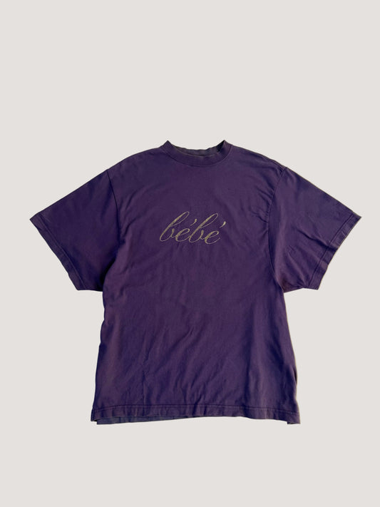 Balenciaga Rhinestone Bébé Worn-Out T-Shirt Purple