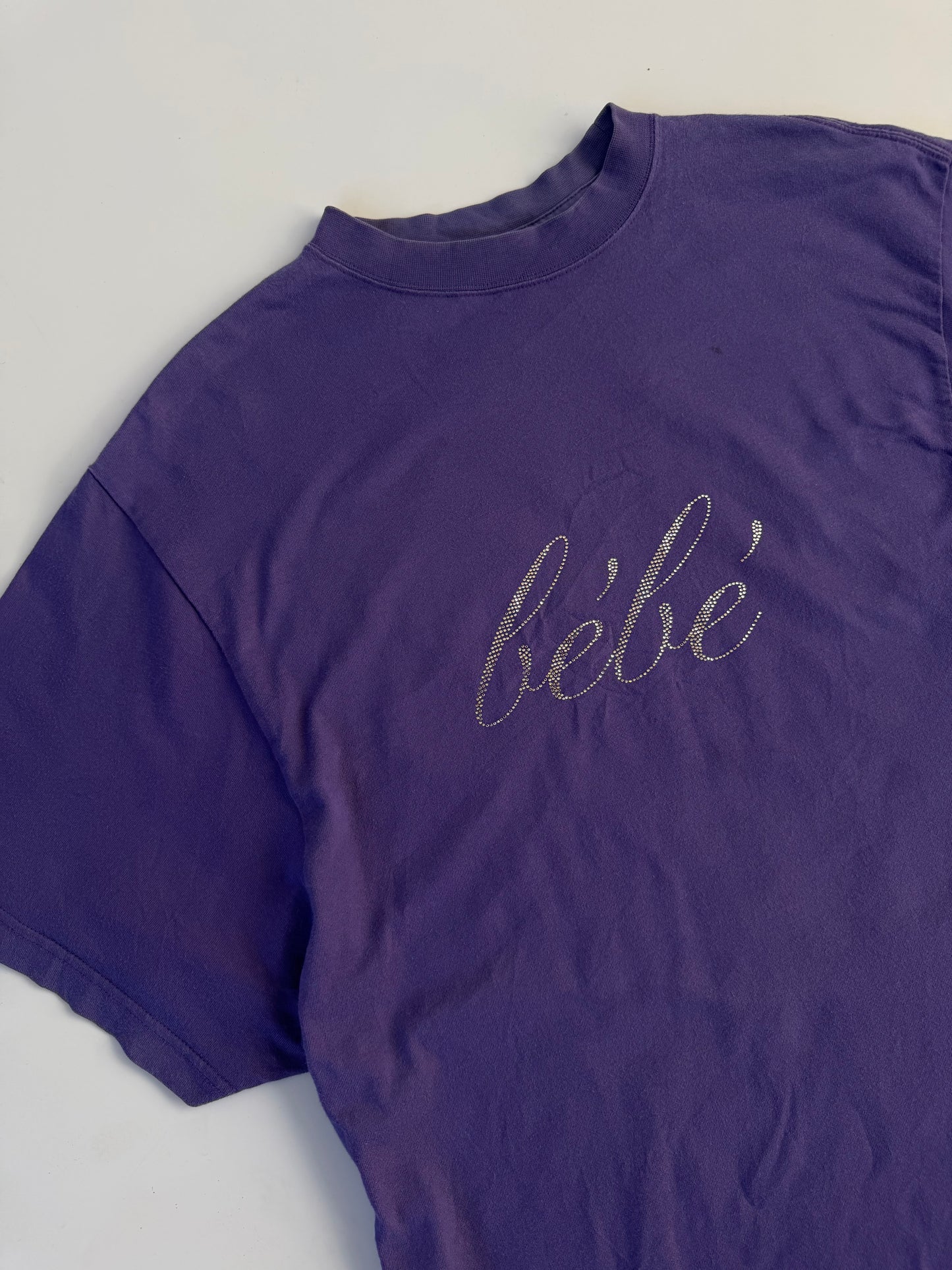 Balenciaga Rhinestone Bébé Worn-Out T-Shirt Purple