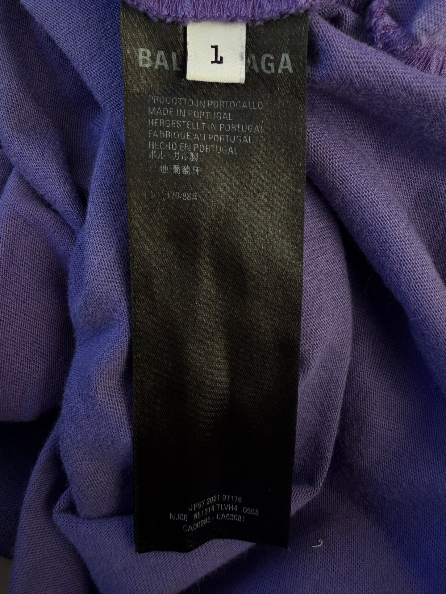 Balenciaga Rhinestone Bébé Worn-Out T-Shirt Purple