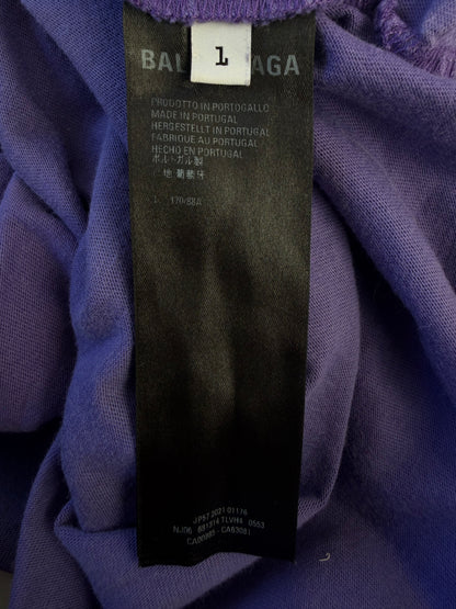 Balenciaga Rhinestone Bébé Worn-Out T-Shirt Purple