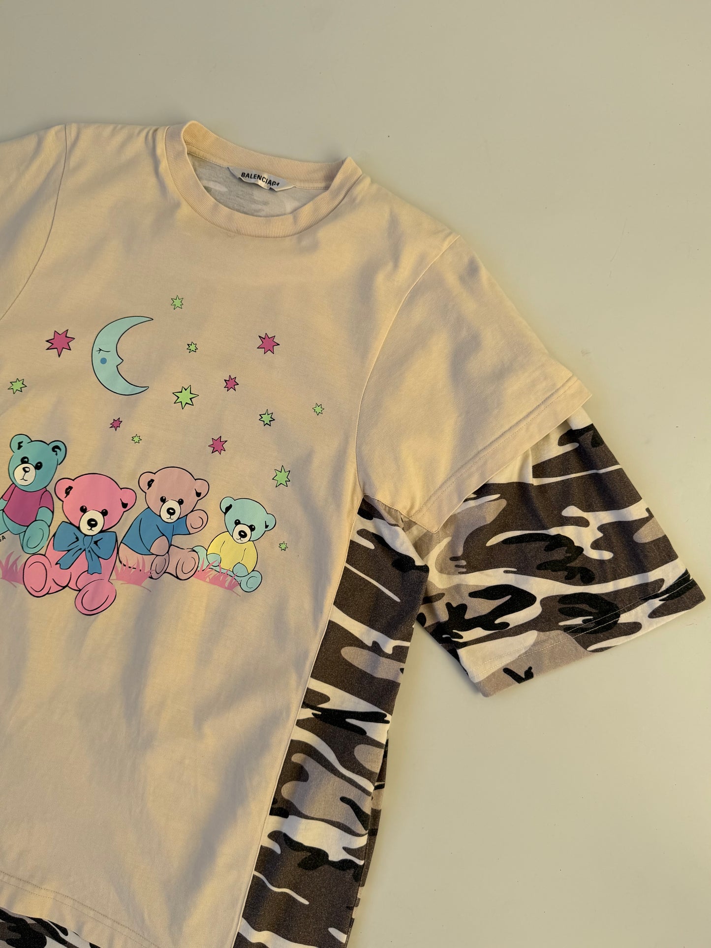 Balenciaga Camo Double-Layer Love Bear Tee