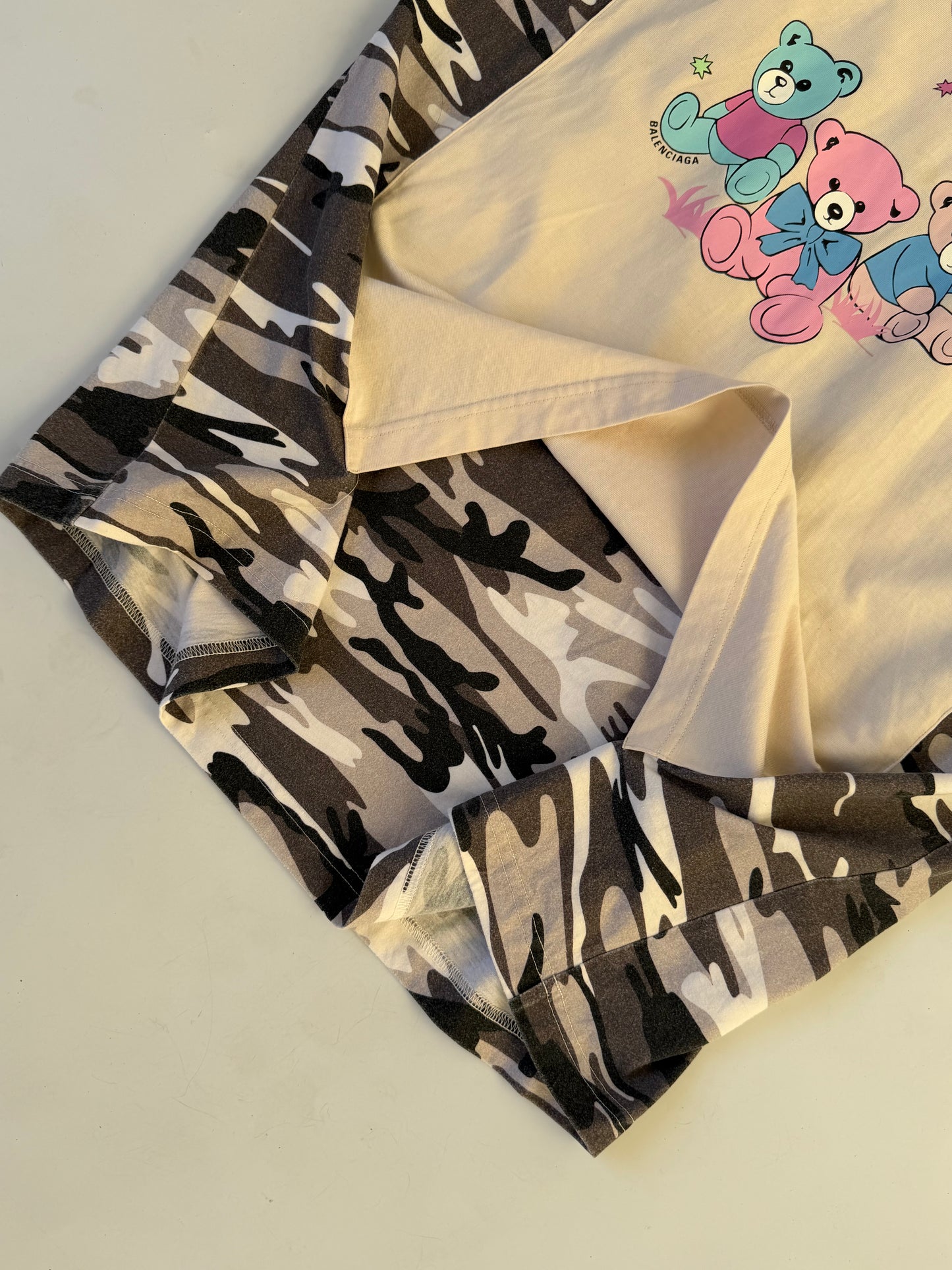 Balenciaga Camo Double-Layer Love Bear Tee