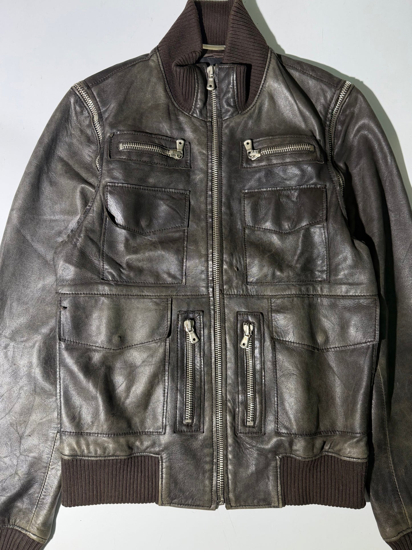 2000’s Dolce & Gabbana Brown Faded Multi Zip Jacket