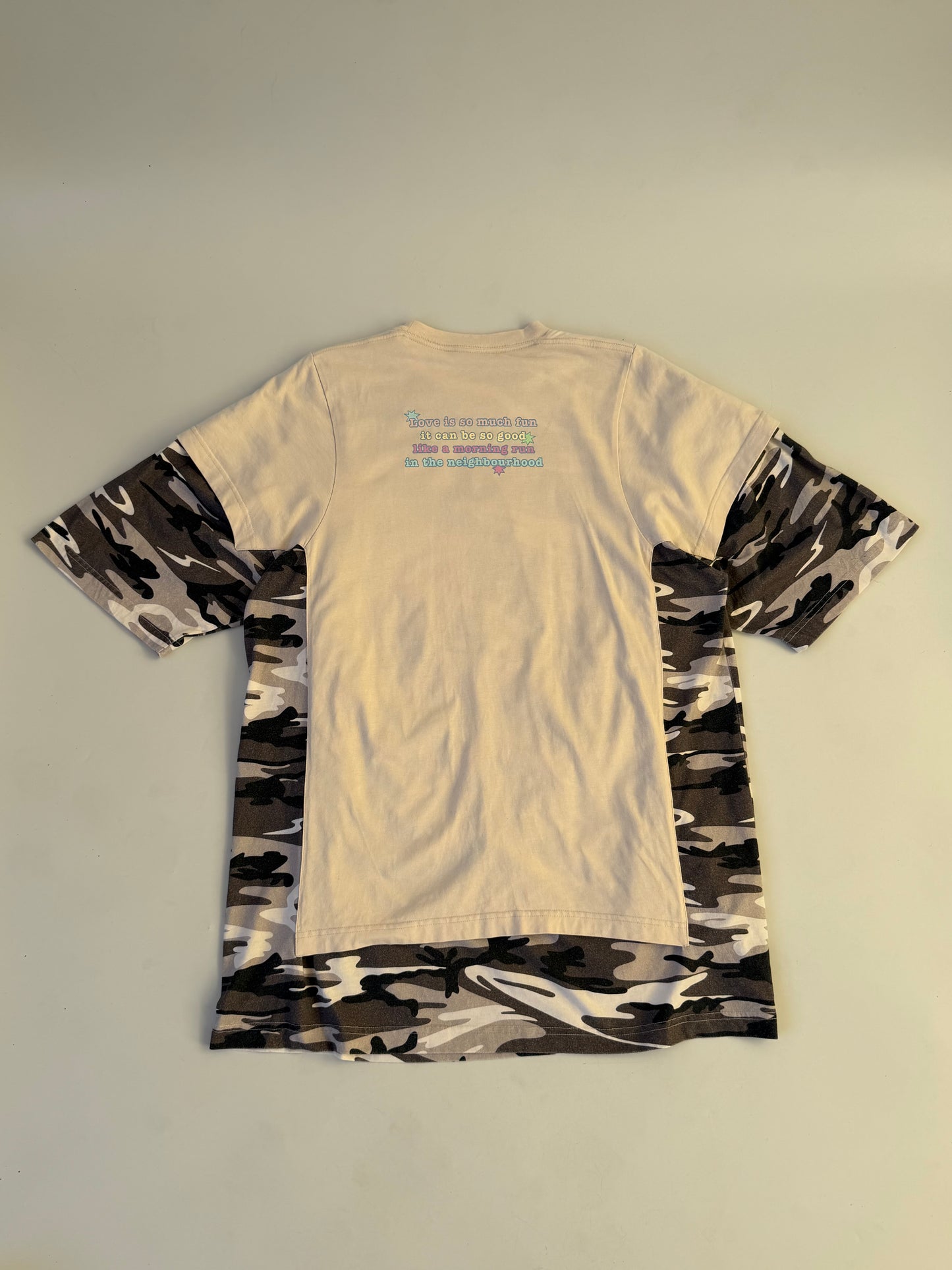 Balenciaga Camo Double-Layer Love Bear Tee