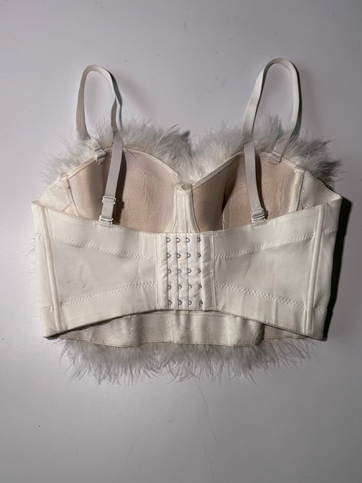 Vintage Dolce & Gabbana White Ostrich Feather Corset