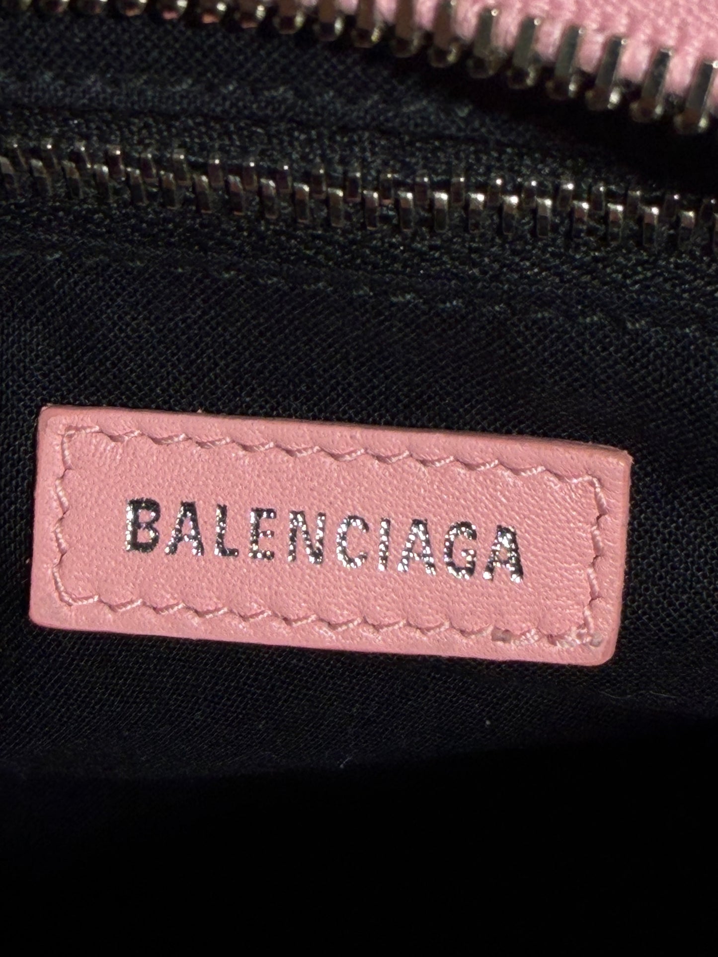 Balenciaga Pink Crocodile Embossed Mini City Bag