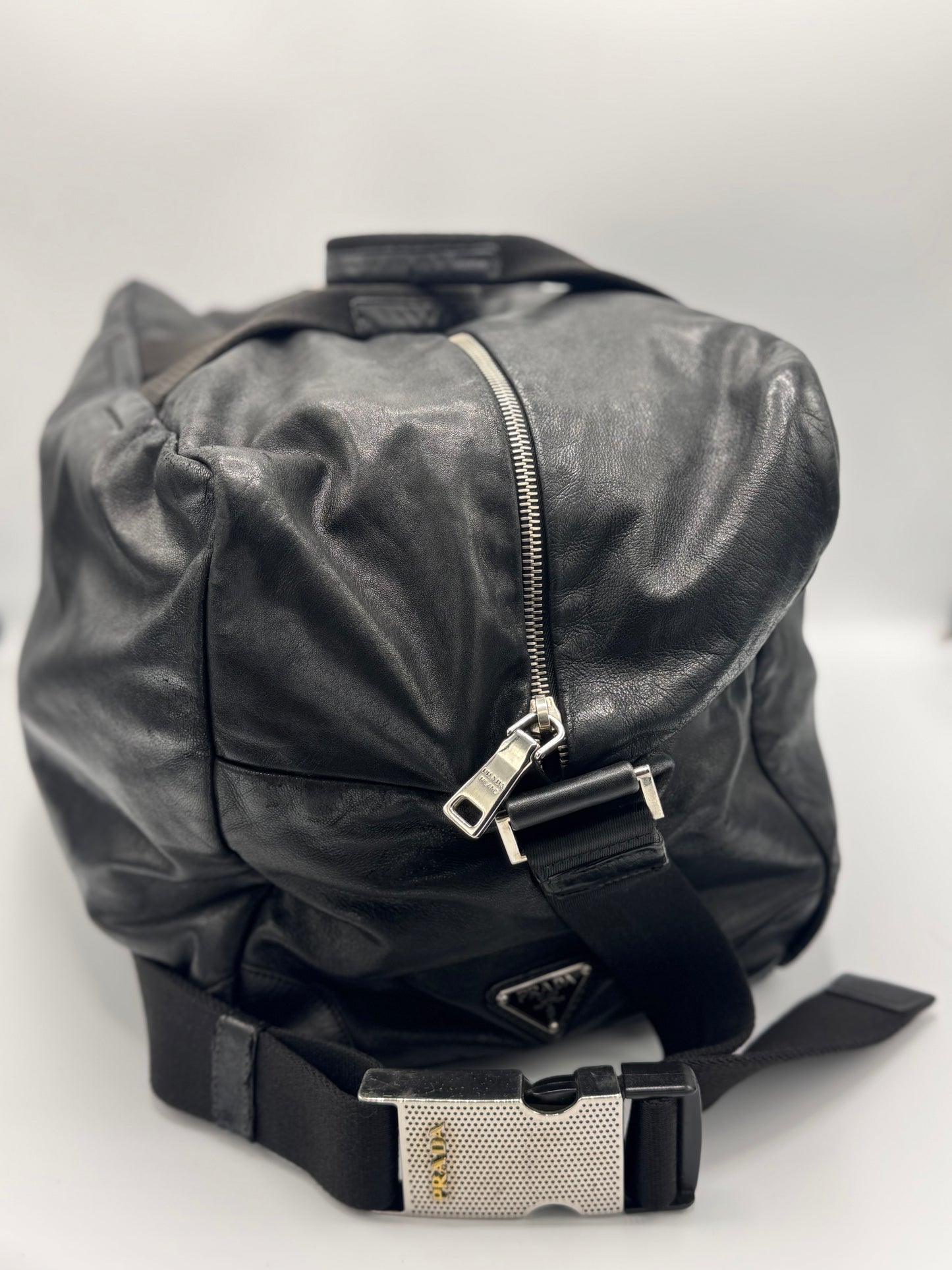 Prada Black Leather Duffle Bag