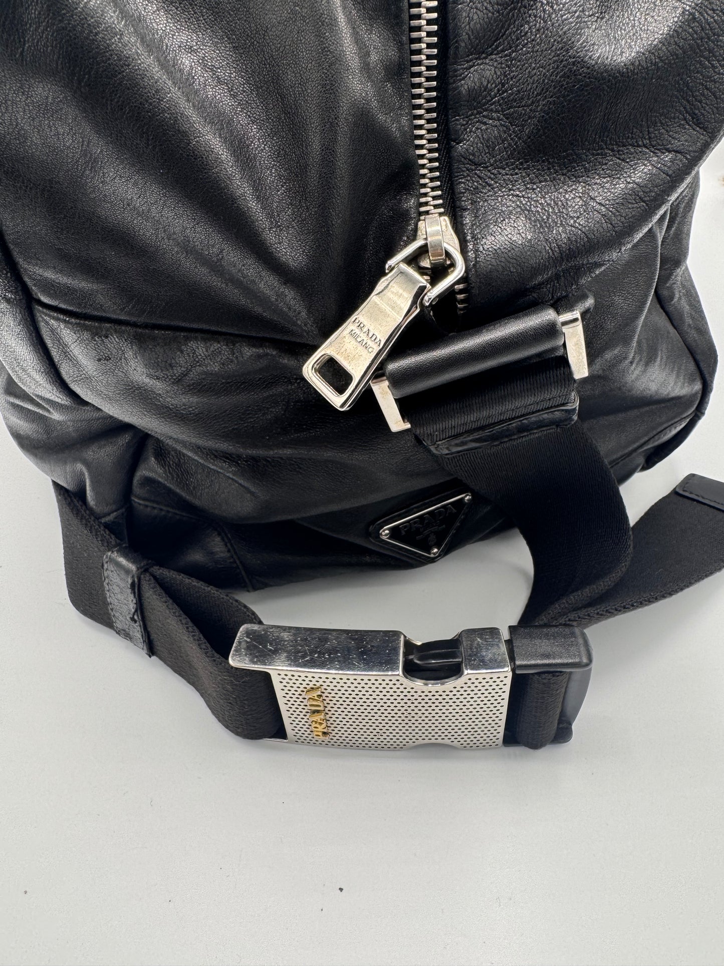 Prada Black Leather Duffle Bag