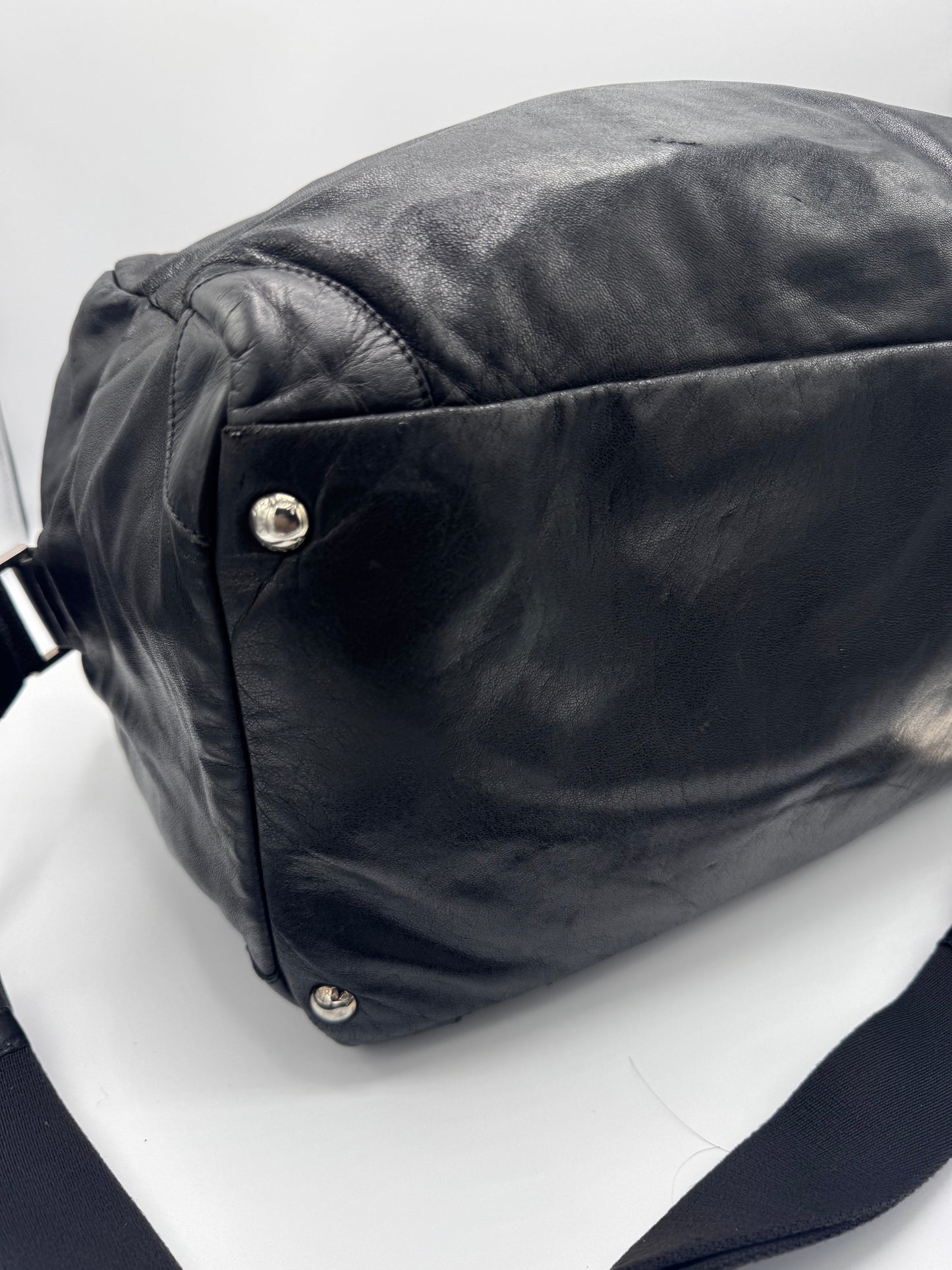 Prada Black Leather Duffle Bag