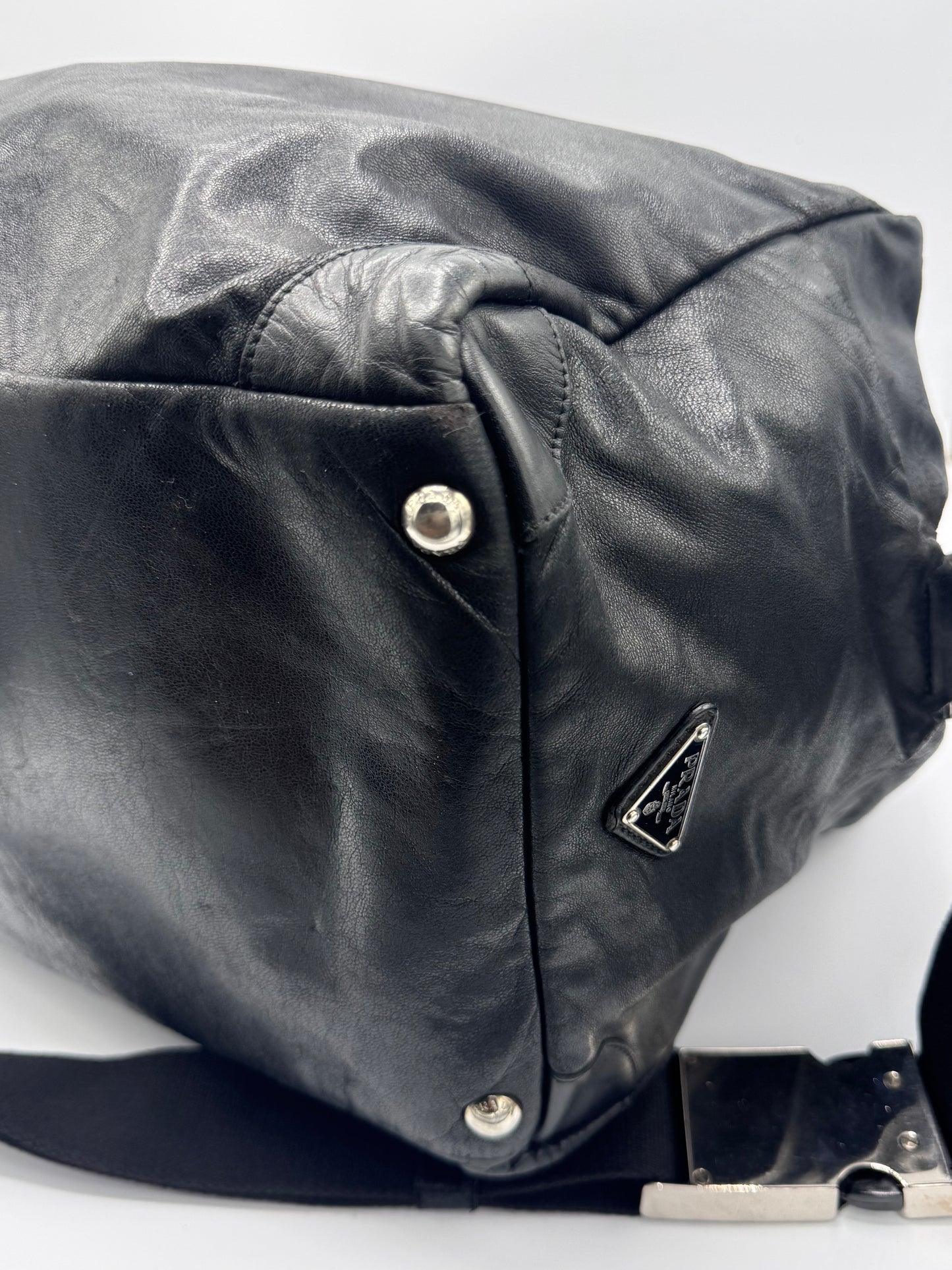 Prada Black Leather Duffle Bag
