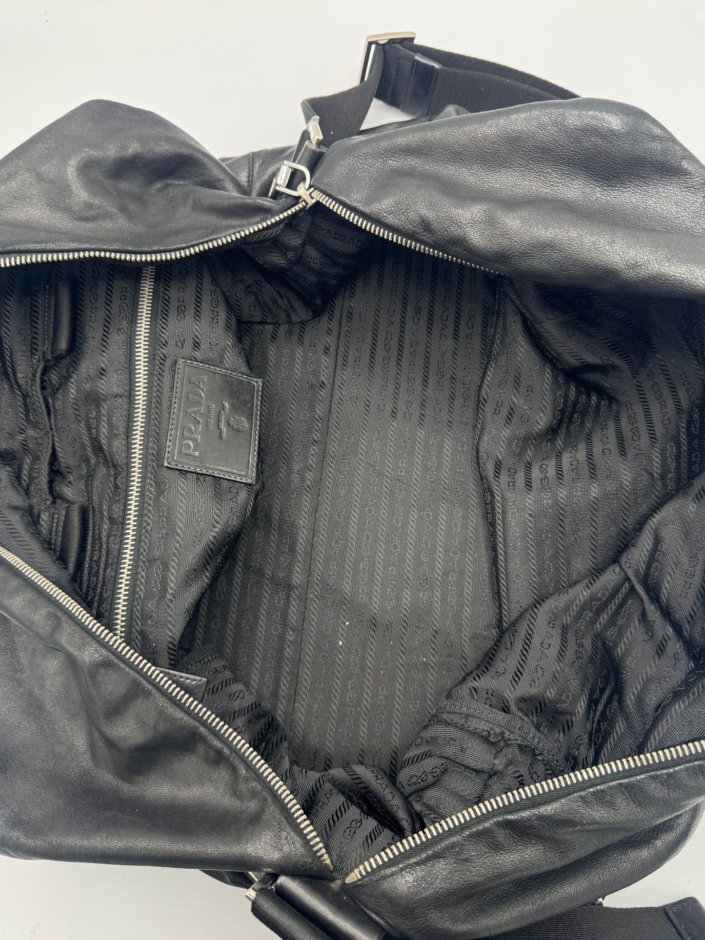 Prada Black Leather Duffle Bag