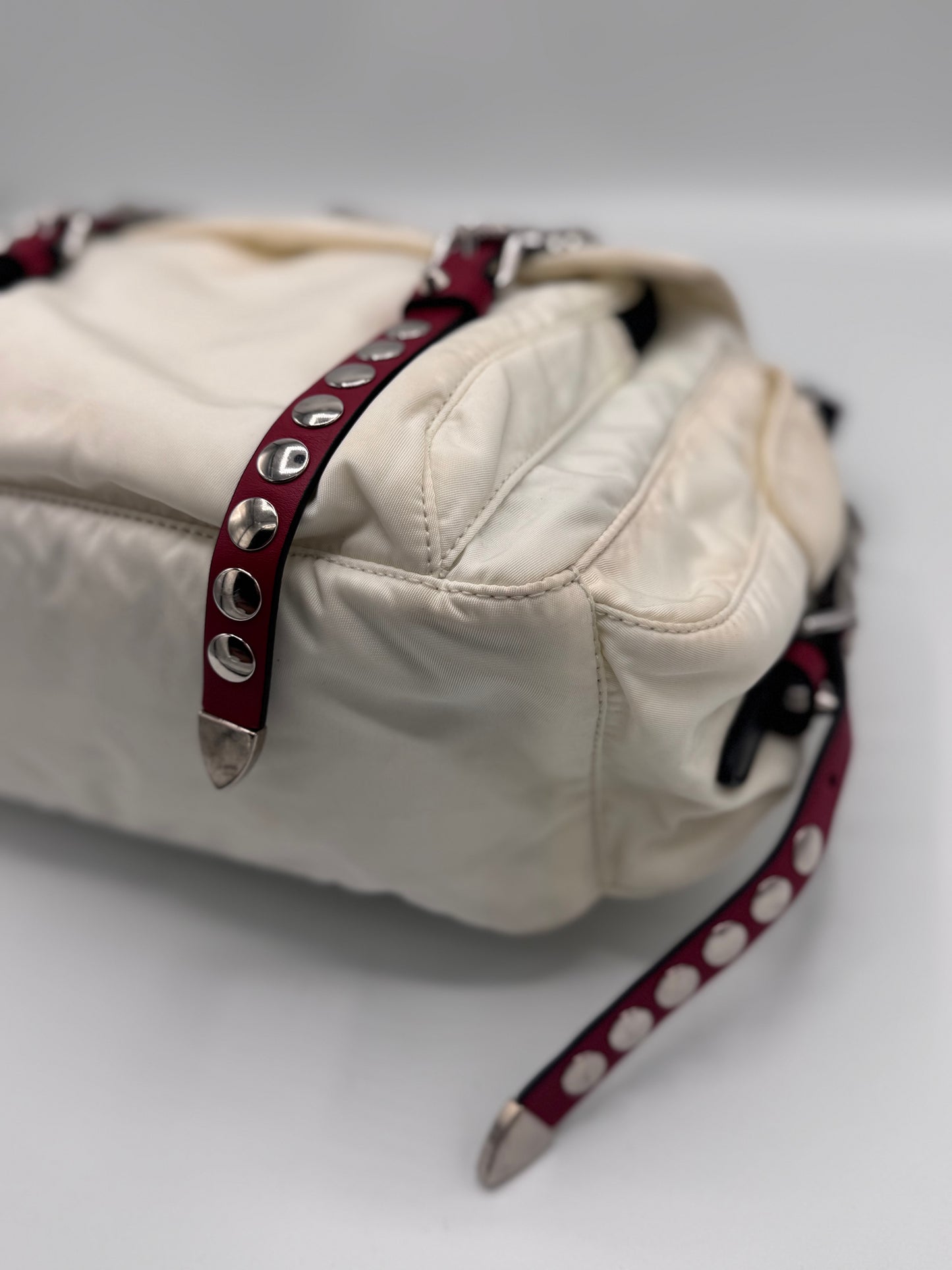 Prada 2018 New Vela Studded Messenger Bag