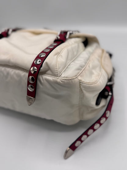 Prada 2018 New Vela Studded Messenger Bag