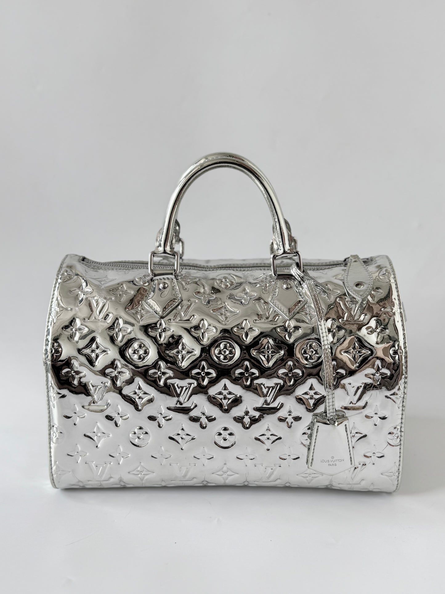 Louis Vuitton Limited Silver Monogram Miroir Speedy 30 Bag