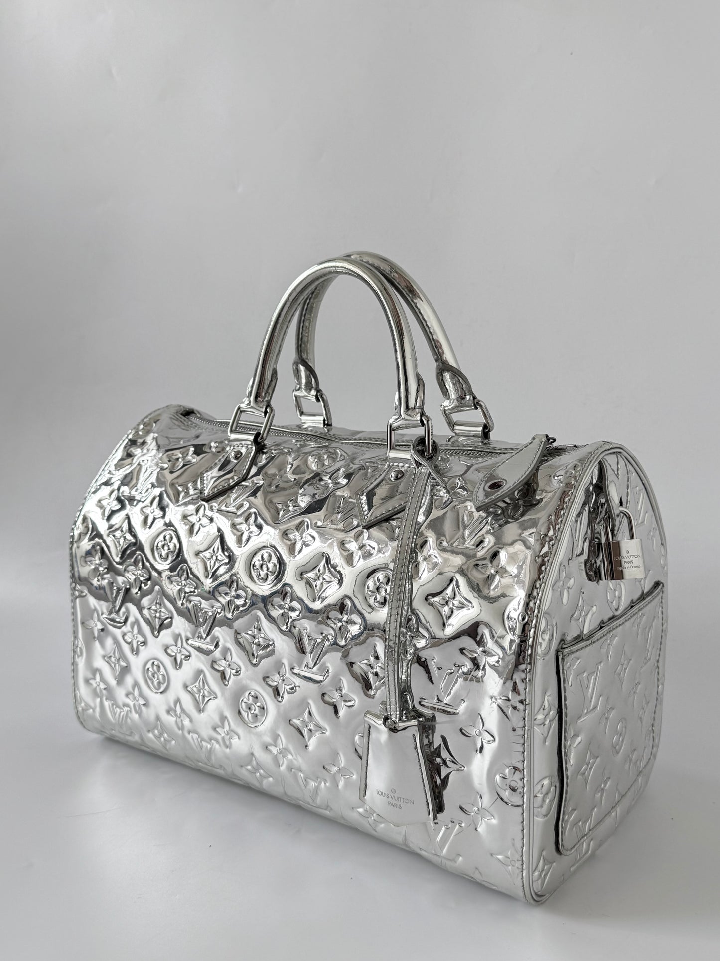 Louis Vuitton Limited Silver Monogram Miroir Speedy 30 Bag