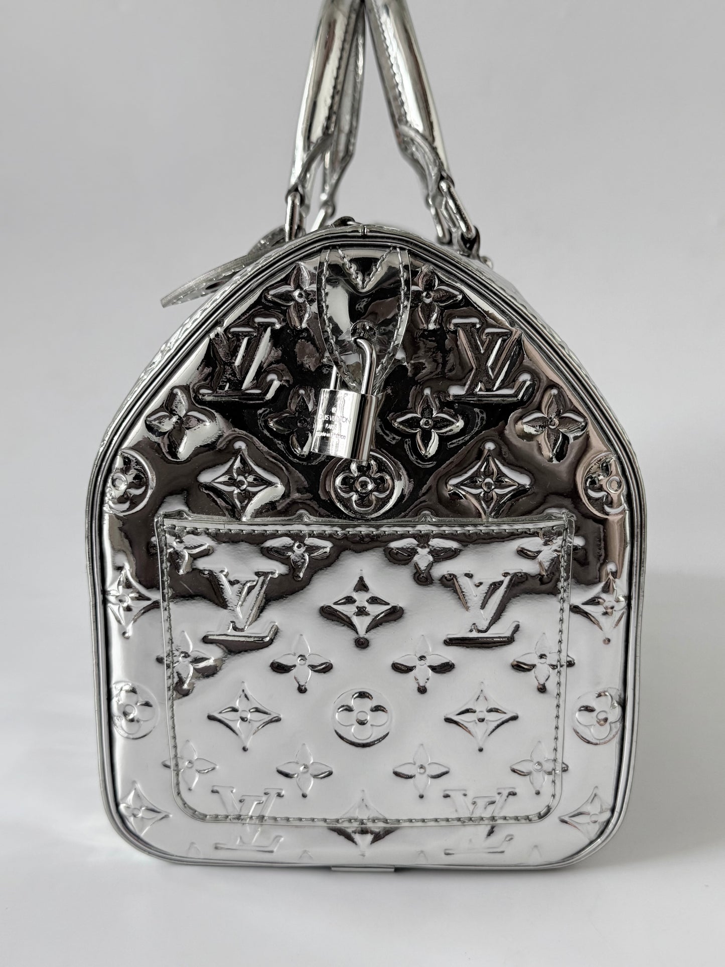 Louis Vuitton Limited Silver Monogram Miroir Speedy 30 Bag
