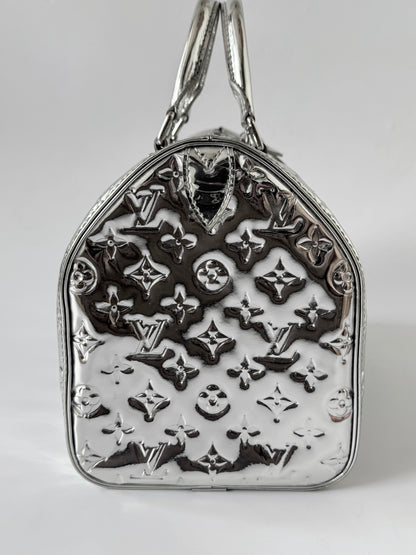 Louis Vuitton Limited Silver Monogram Miroir Speedy 30 Bag