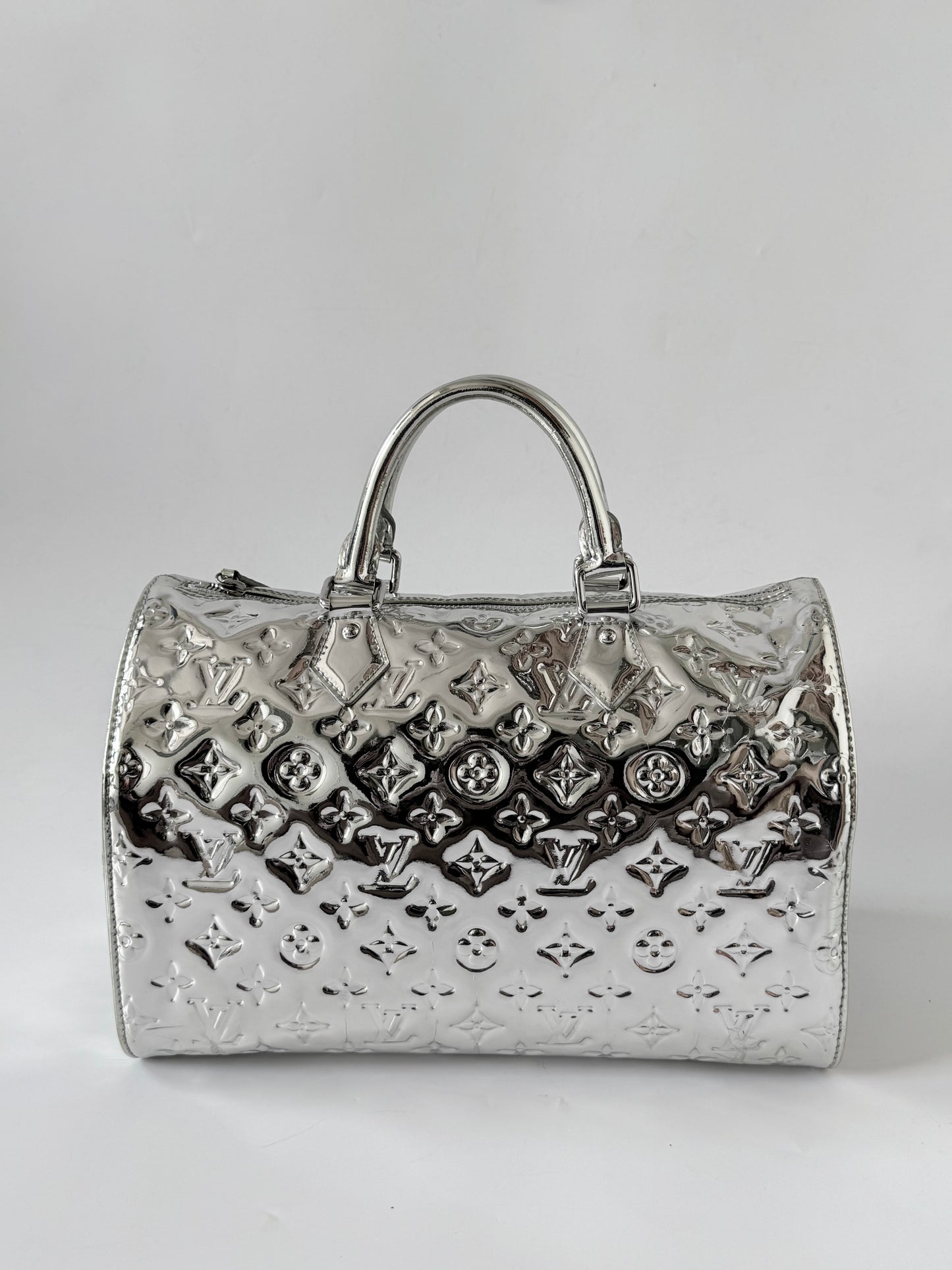 Louis Vuitton Limited Silver Monogram Miroir Speedy 30 Bag