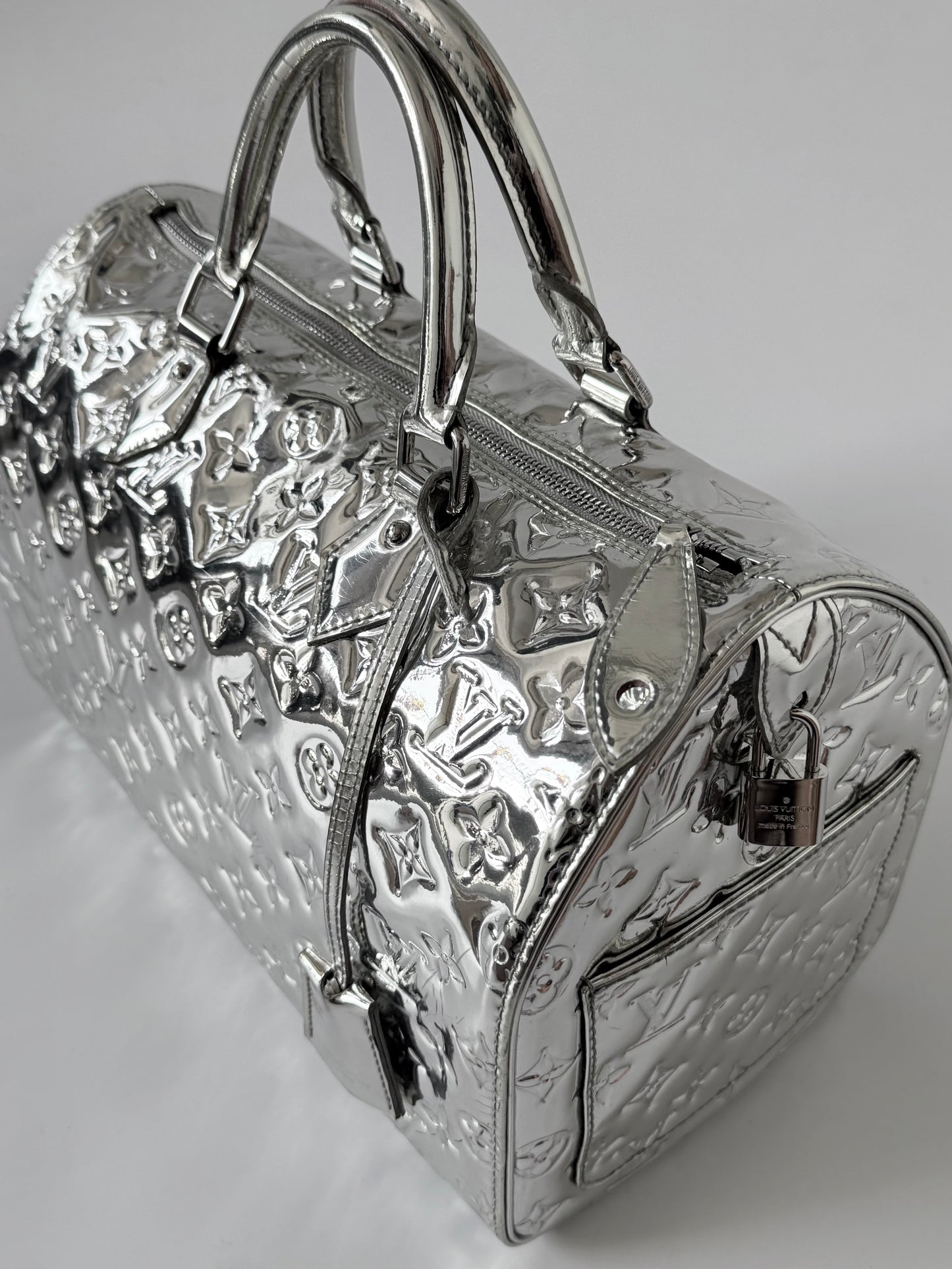 Louis Vuitton Limited Silver Monogram Miroir Speedy 30 Bag
