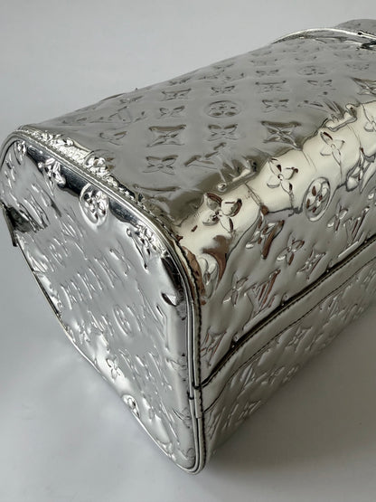 Louis Vuitton Limited Silver Monogram Miroir Speedy 30 Bag