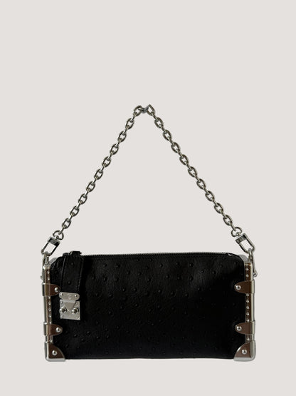 Louis Vuitton Black Ostrich Leather Side Trunk MM
