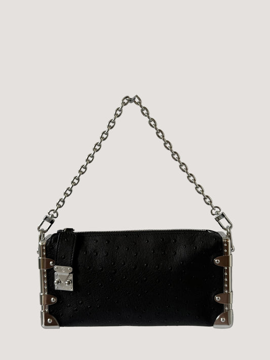 Louis Vuitton Black Ostrich Leather Side Trunk MM